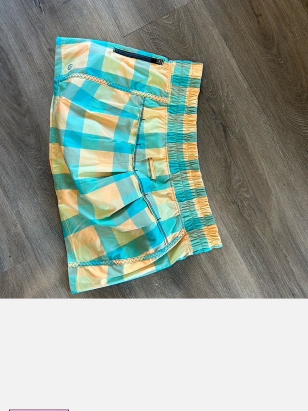 lululemon athletica Yellow & Teal Plaid Mini Skirt
